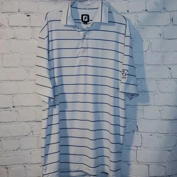 FootJoy Other - FootJoy FJ Golf Blue Striped Short Sleeve Polo Shirt Men's sz Large with Logo.